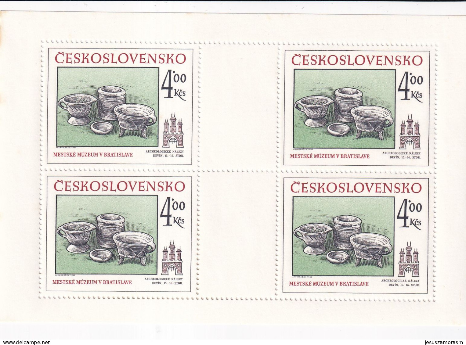 Checoslovaquia Nº 2639 Al 2640 En Hojas De 4 Series Manchas En La Goma - Unused Stamps