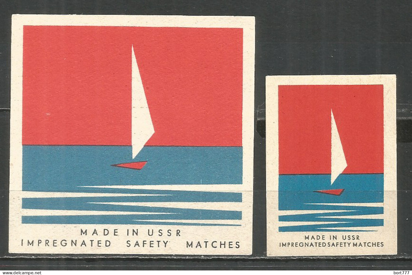 UdSSR Russia 2 Old Export Matchbox Labels Sailboat  - Matchbox Labels