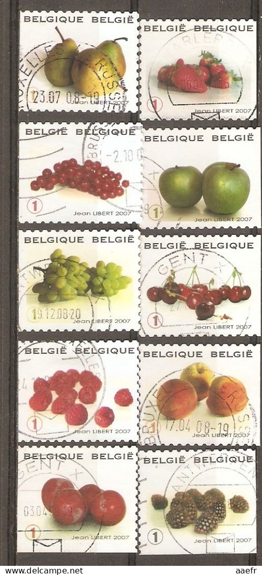 Belgique 2007 - Fruits - Série Complète° De 10 Timbres Différents Issus Du Carnet B78 - Unclassified