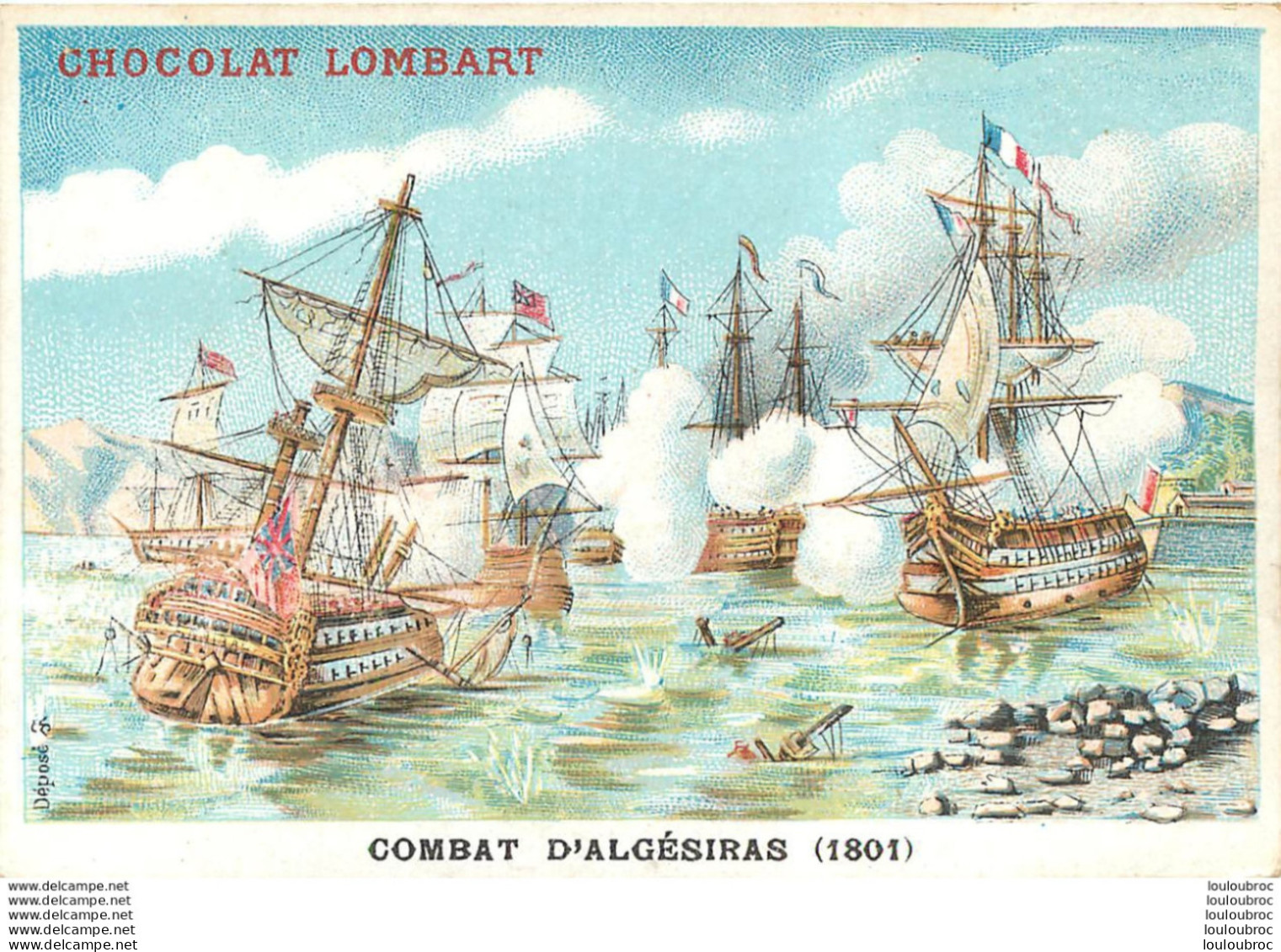 CHROMO CHOCOLAT LOMBART  AU FIDELE BERGER COMBAT D'ALGESIRAS 1801 - Lombart