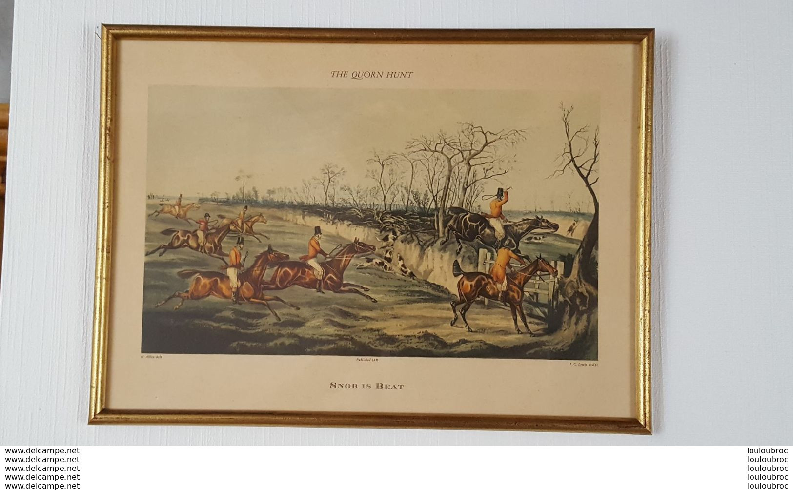 THE QUORN HUNT SNOB IS BEAT  SCENE DE CHASSE  GRAVURE ENCADREE H. ALKEN DELT DIMENSIONS TOTALES 38 X 28 CM - Other & Unclassified