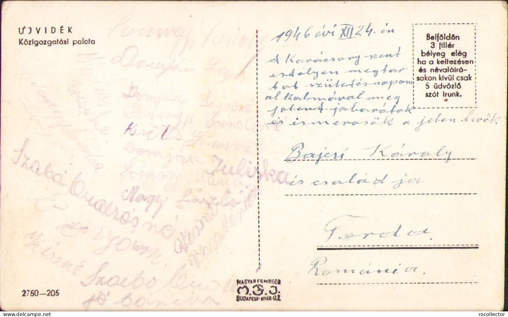 Újvidék Közigazgatási Palota Postcard CP514N - Hungary