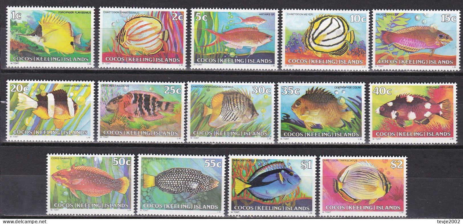 Kokos-Inseln Cocos Keeling Islands 1979 - Mi.Nr. 34 - 47 - Postfrisch MNH - Tiere Animals - Fishes