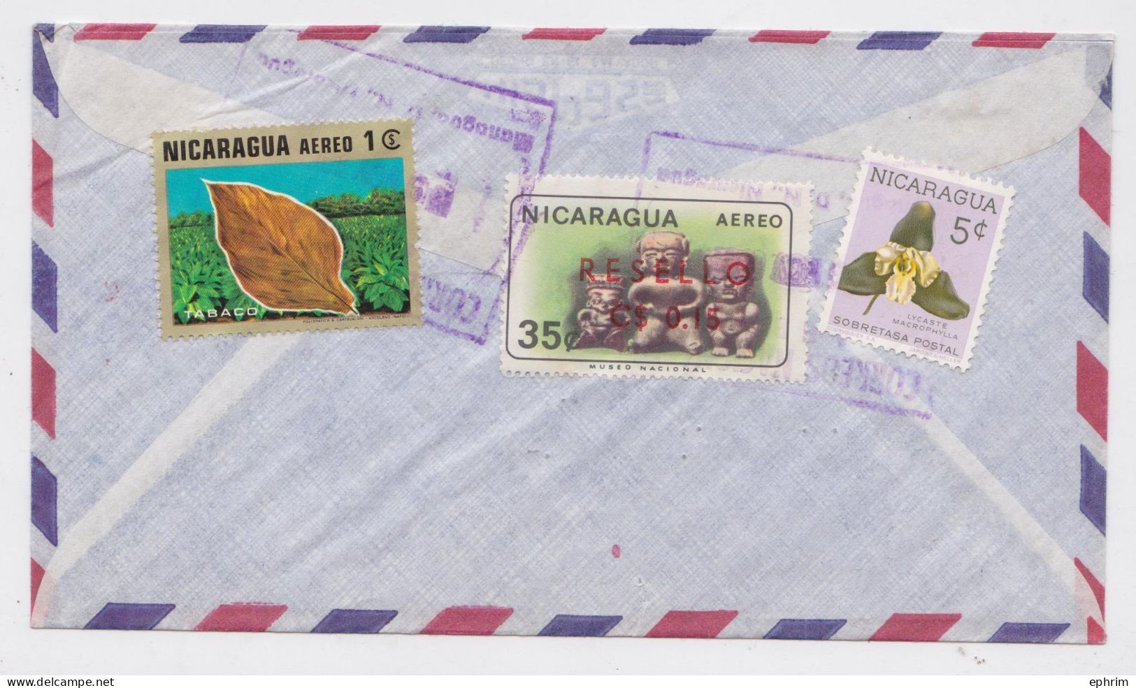 Nicaragua Lettre Timbre Tabac Surcharge Overprint Tobacco Stamp X3 Air Mail Cover Resello Sello Correo Aereo Zwijndrecht - Nicaragua