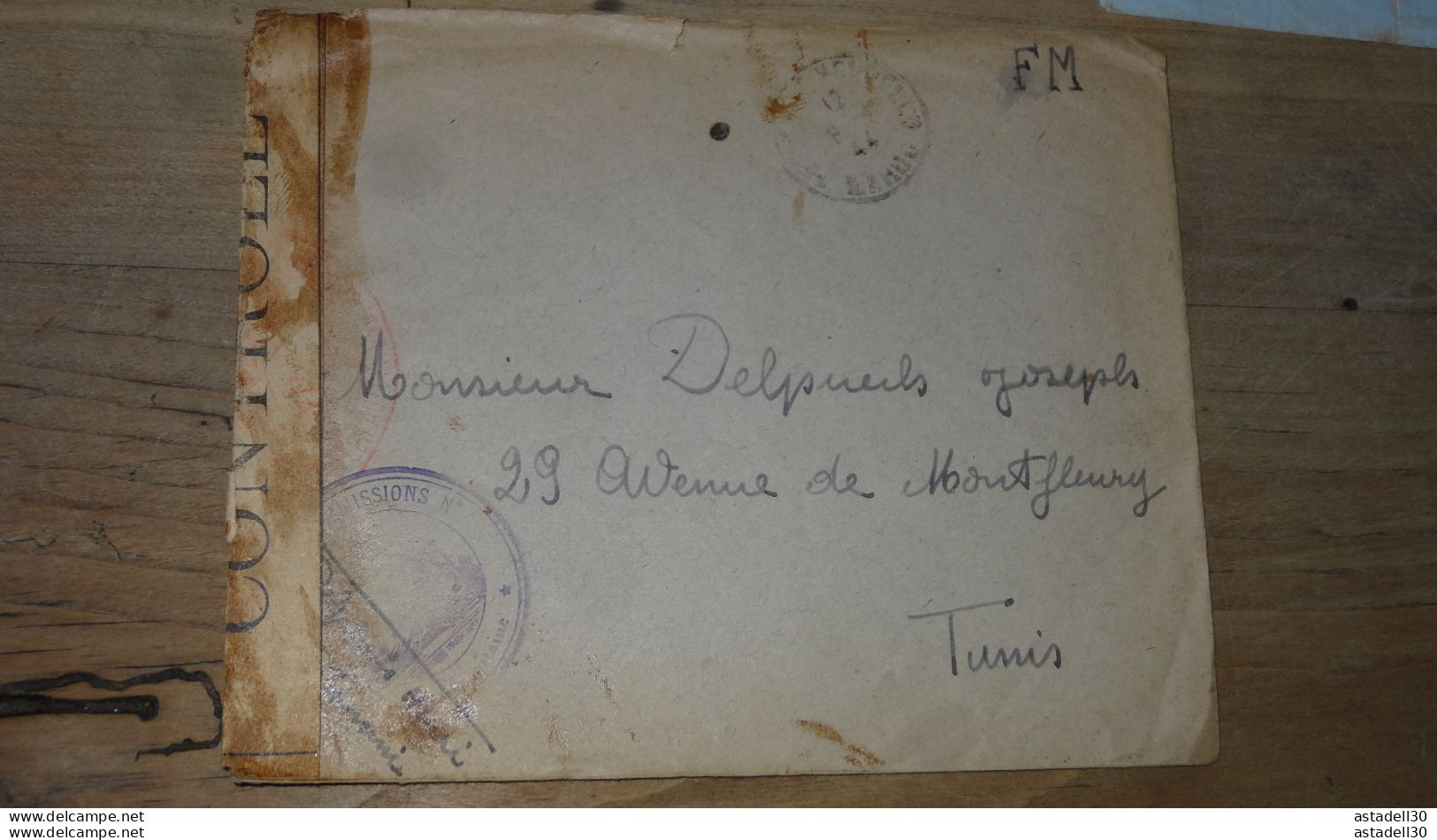 Enveloppe ALGERIE , FM Cie Transmissions , Pour Tunis - 1944    ............PHI......... ENV-ET97 - Cartas & Documentos