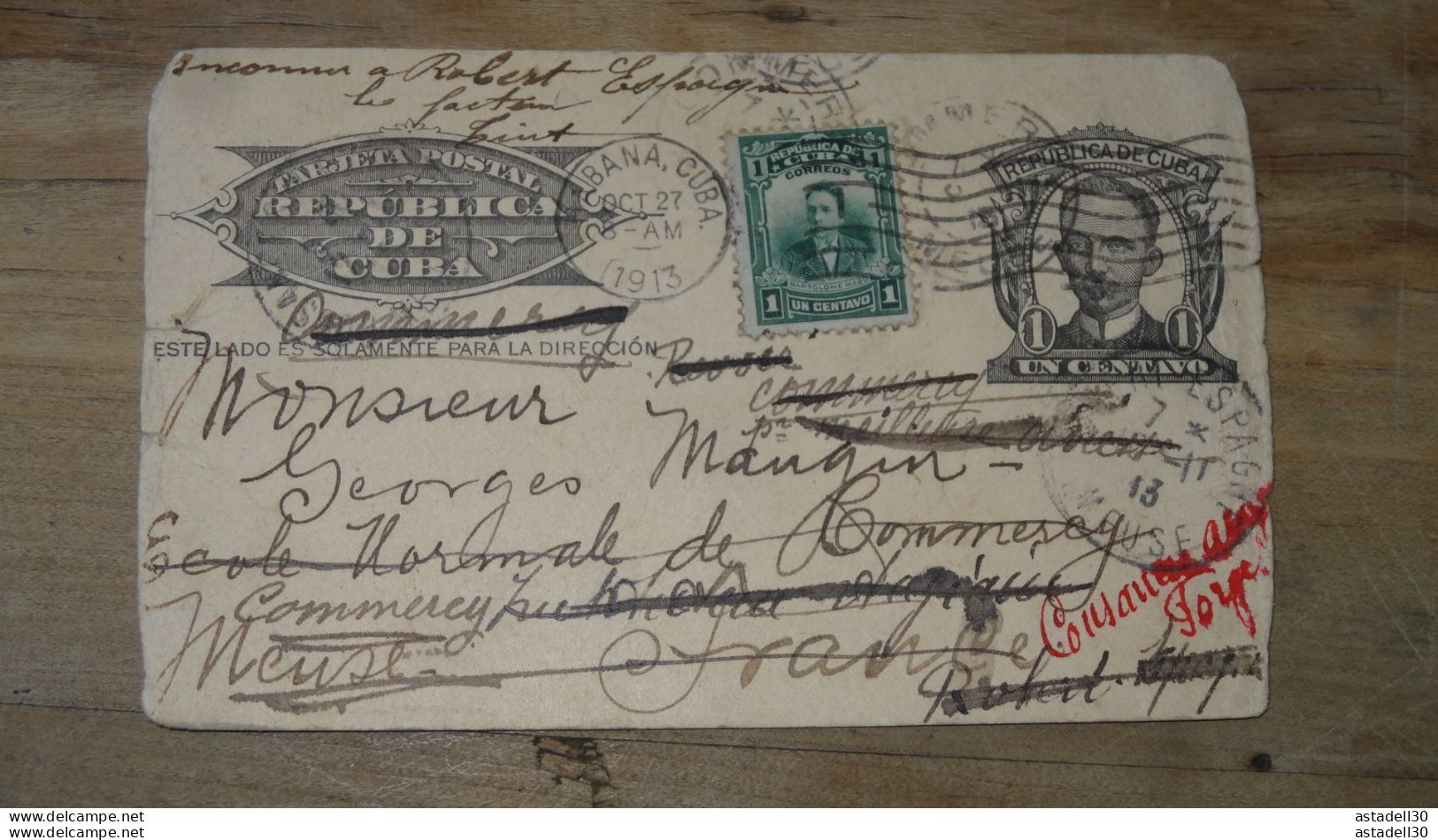 Entier Postal, CUBA, 1913  ............PHI......... ENV-ET61 - Covers & Documents
