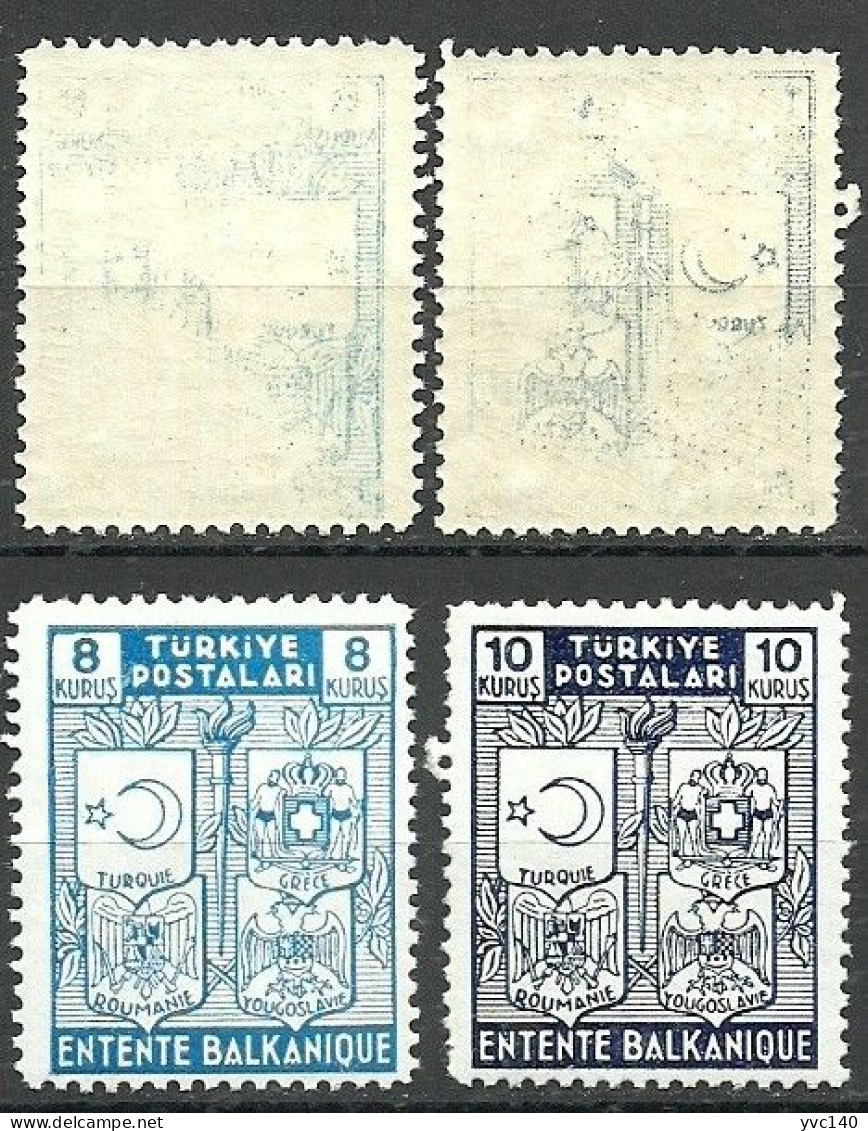 Turkey; 1940  Balkan Entente (Complete Set) "Abklatsch" ERRORS - Unused Stamps