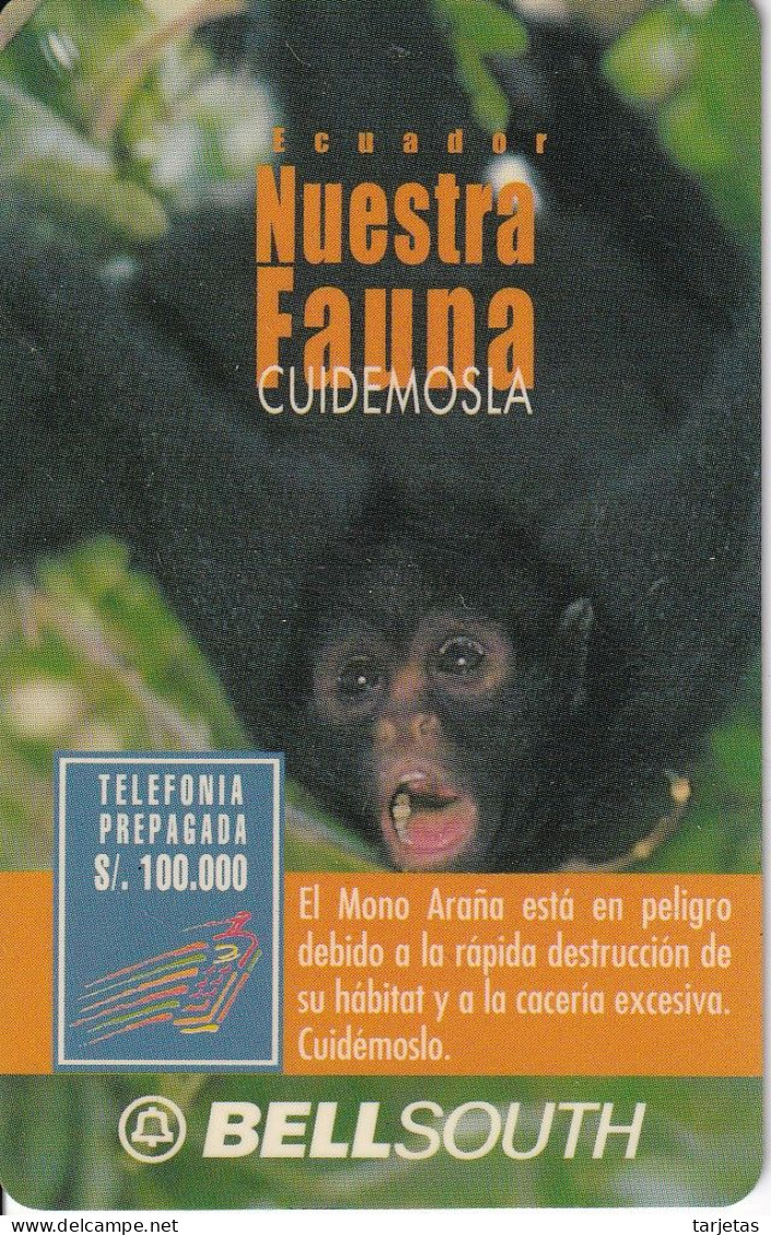 TARJETA DE ECUADOR DE UN MONO ARAÑA (MONKEY) VALIDEZ 45 DIAS - Ecuador