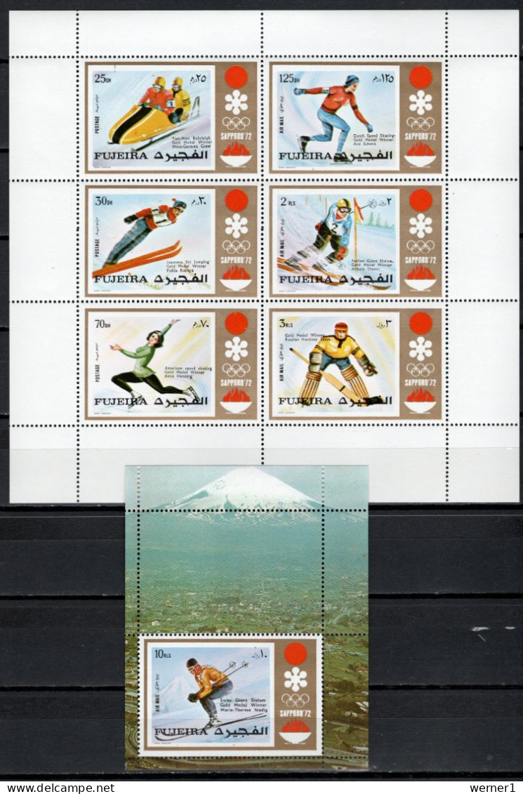 Fujeira 1972 Olympic Games Sapporo Sheetlet + S/s With Winners Overprint MNH - Winter 1972: Sapporo