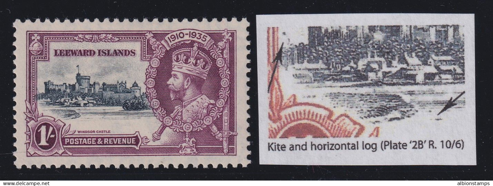 Leeward Islands, SG 91l, MHR "Kite & Horizontal Log" Variety - Leeward  Islands