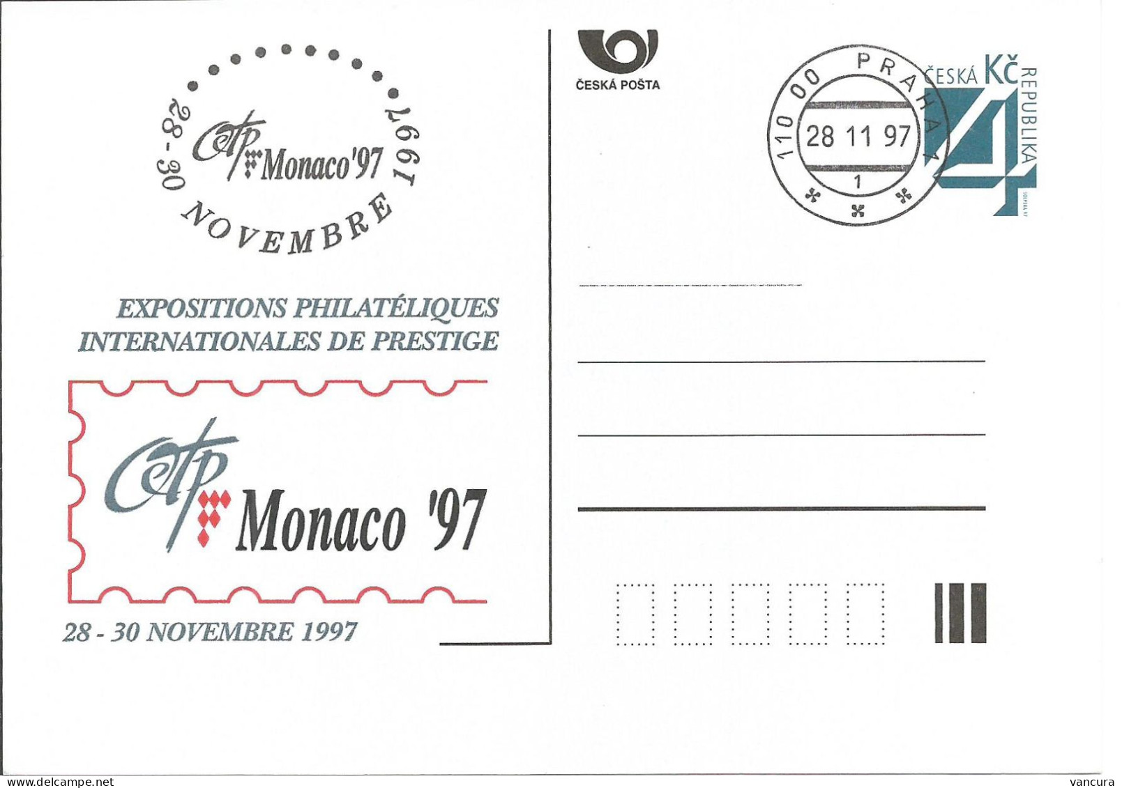 CDV A 29 Czech Republic Monaco Stamp Exhibition 1997 - Cartoline Postali