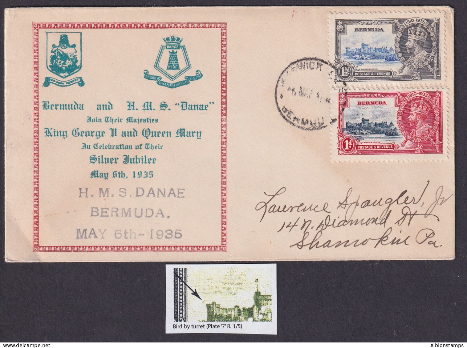 Bermuda, SG 95m, Used "Bird By Turret" Variety ON 1935 Cover - Bermudes