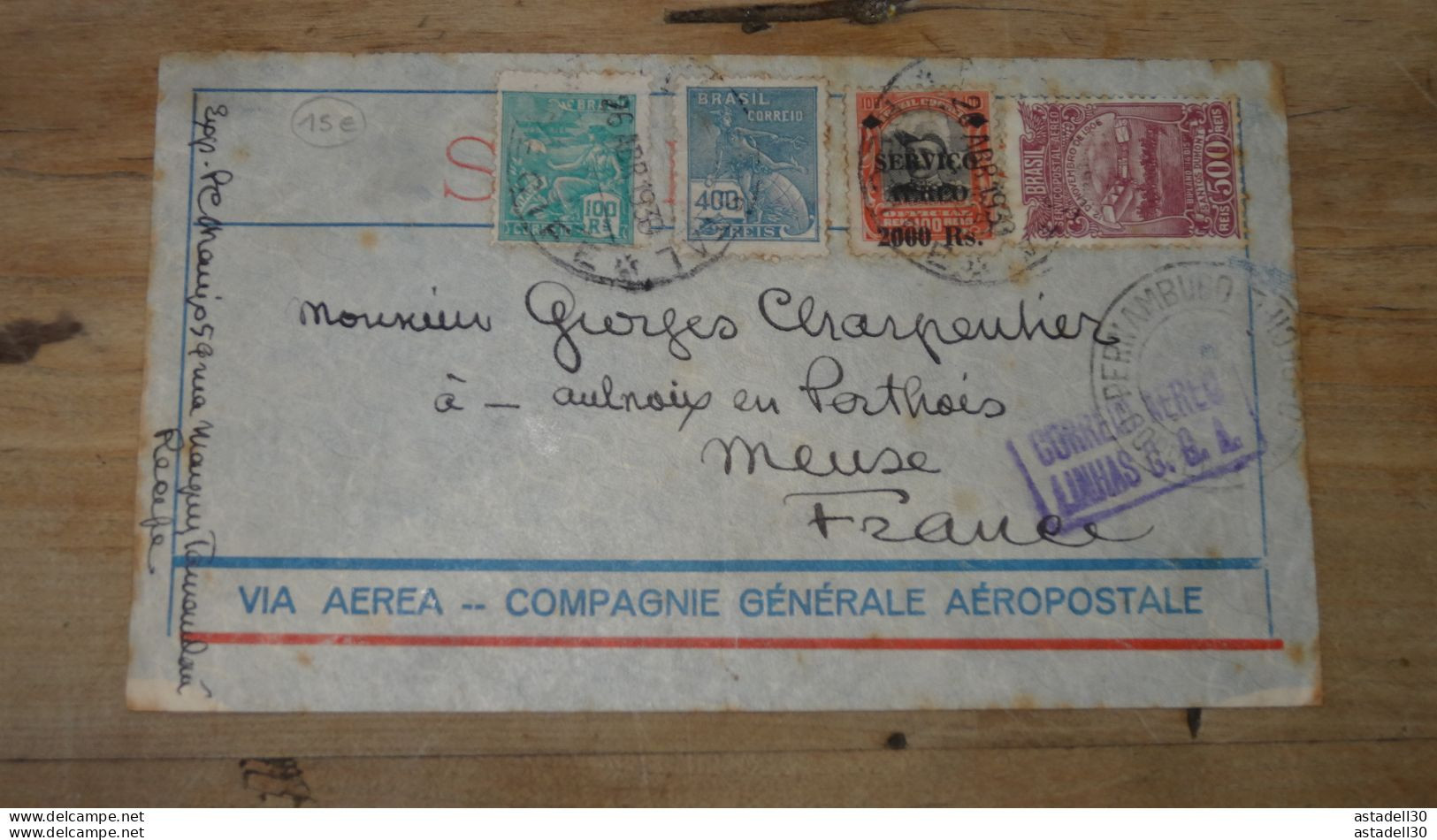Enveloppe BRESIL Pour La France, Aeropostale 1930  ...........Boite-2......... 16 - Briefe U. Dokumente