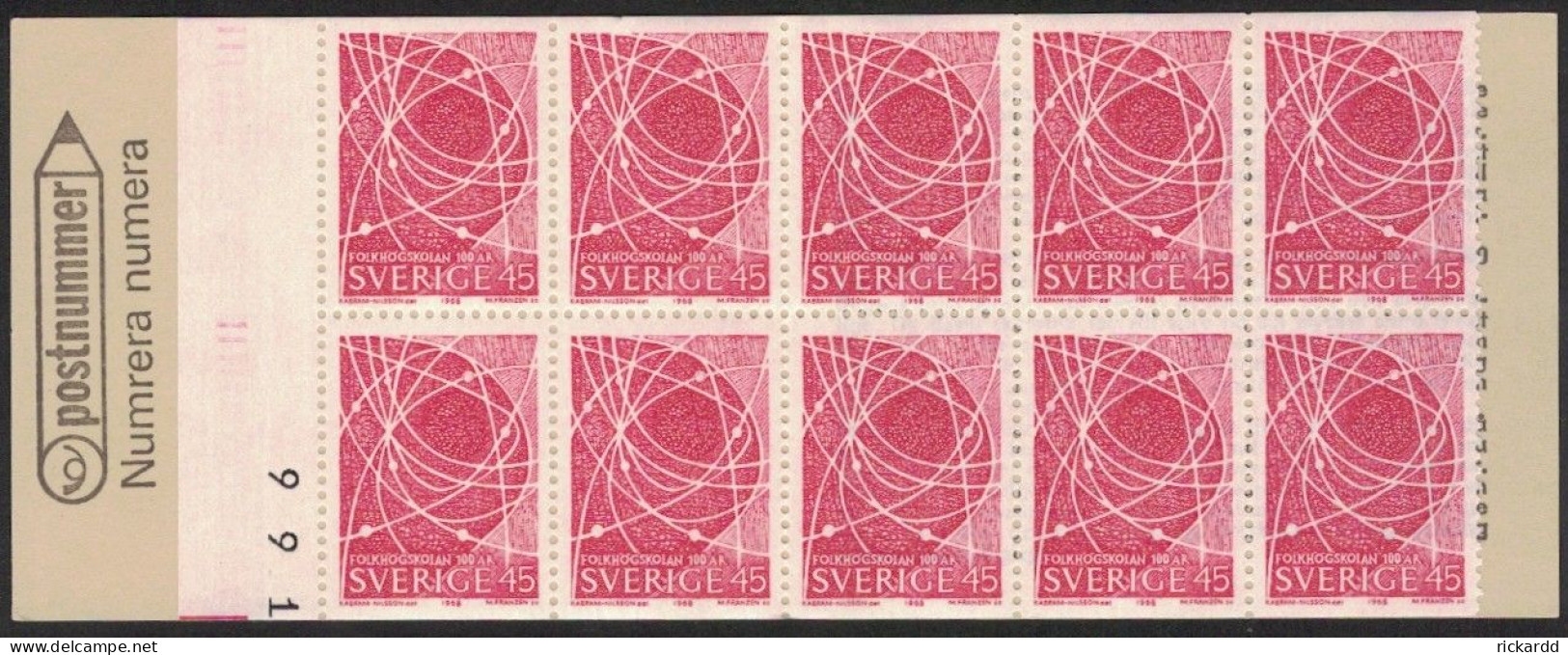 Sweden - Booklet: Facit #H209 Folkhögskolan 100 år Kn 3+ - 1951-80