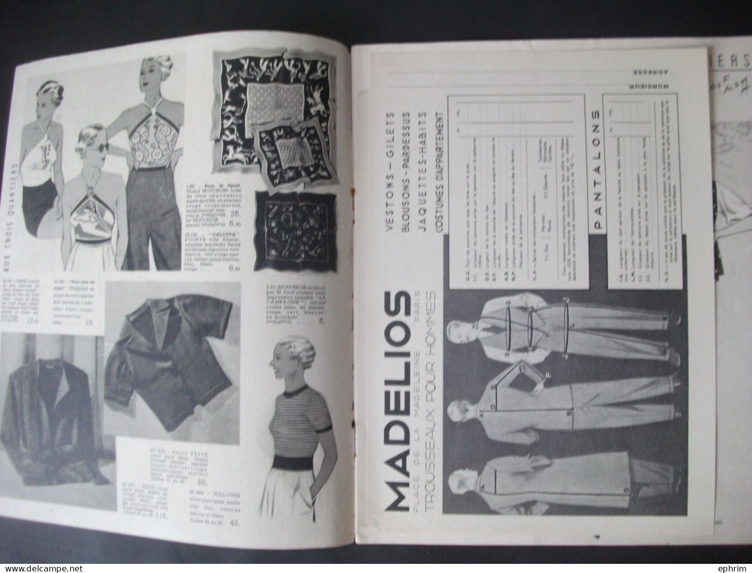 Aux Trois Quartiers Eté 1936 Catalogue Ancien Magasin De Mode Vêtements Chapeau Lingerie Robe Sac à Main Costume De Bain - Moda