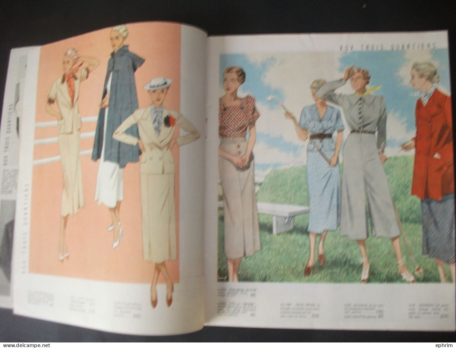 Aux Trois Quartiers Eté 1936 Catalogue Ancien Magasin De Mode Vêtements Chapeau Lingerie Robe Sac à Main Costume De Bain - Moda