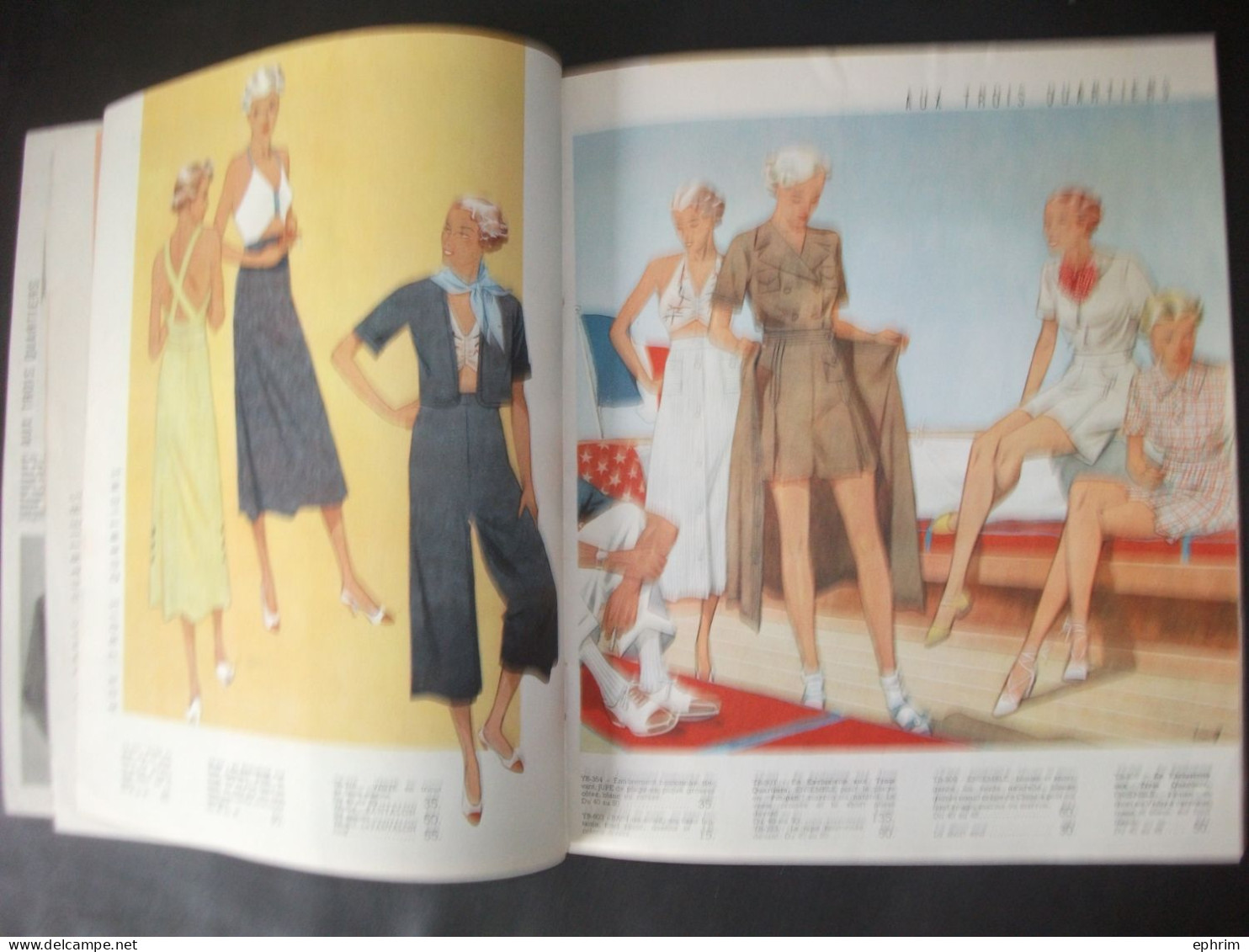Aux Trois Quartiers Eté 1936 Catalogue Ancien Magasin De Mode Vêtements Chapeau Lingerie Robe Sac à Main Costume De Bain - Mode