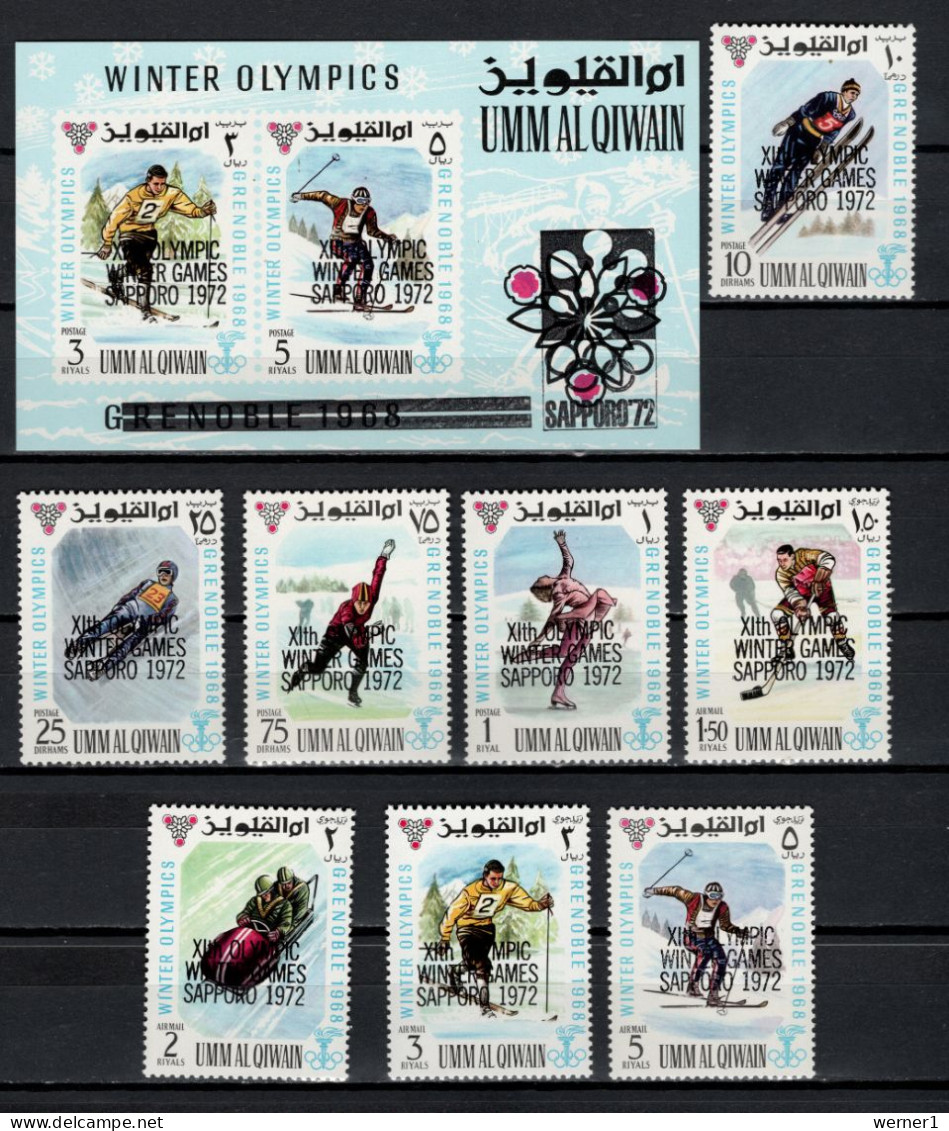 Umm Al Qiwain 1969 Olympic Games Sapporo Set Of 8 + S/s With Overprint MNH - Hiver 1972: Sapporo
