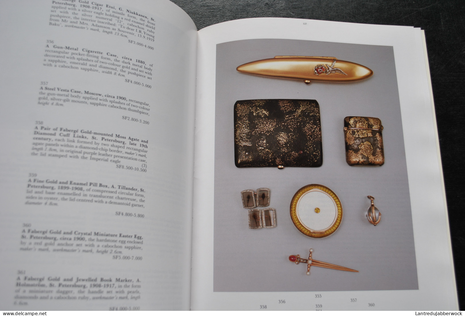 Catalogue de vente Sotheby's Portrait Miniatures Gold Boxes Objects of vertu Russian Works of Art and Fabergé argenterie