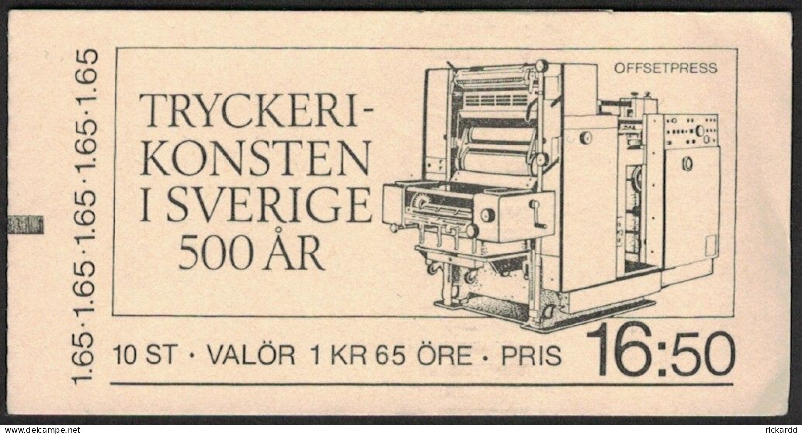 Sweden - Booklet: Facit #H342 Tryckerikonsten I Sverige 500 år RT - 1981-..