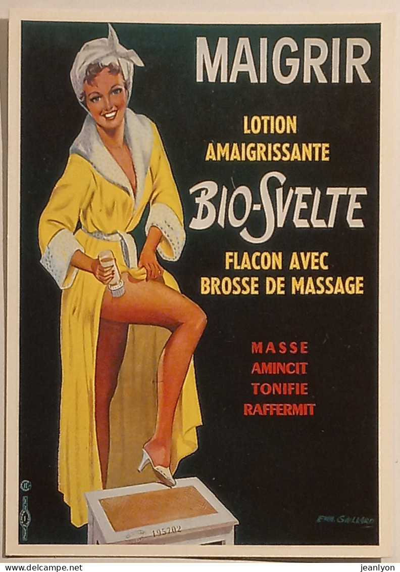 FEMME JAMBE NUE - BIO SVELTE - Lotion Amaigrissante - Carte Postale Reproduisant Affiche Ancienne - Pin-Ups