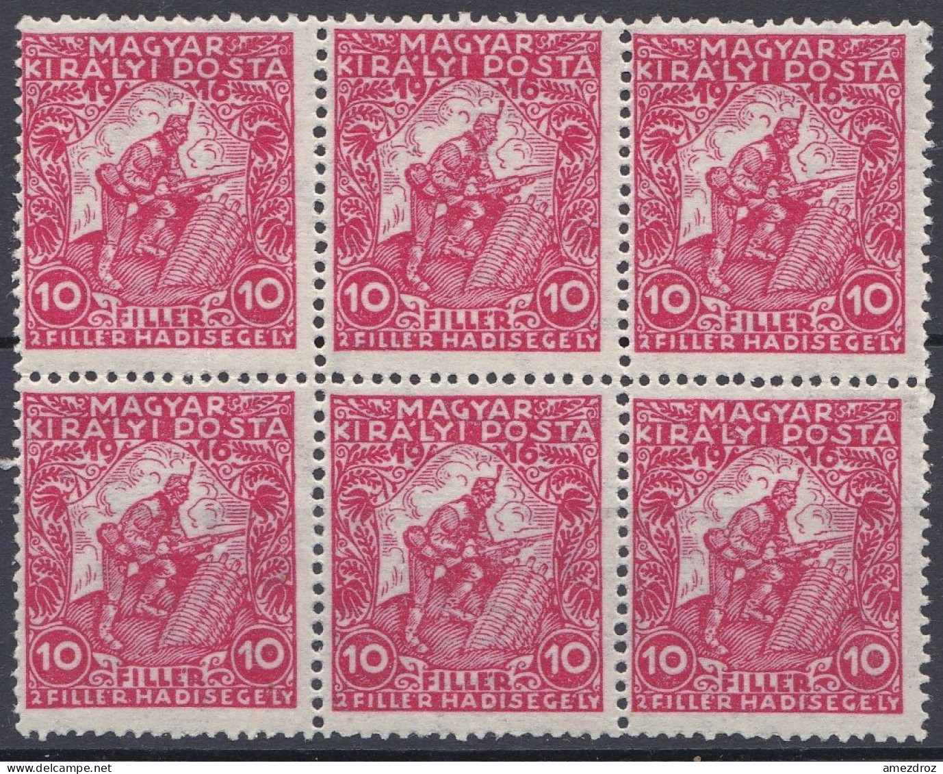 Hongrie 1916 Mi 183 NMH ** Timbre De Bienfaisance Soldat Bloc De Six (A16) - Unused Stamps