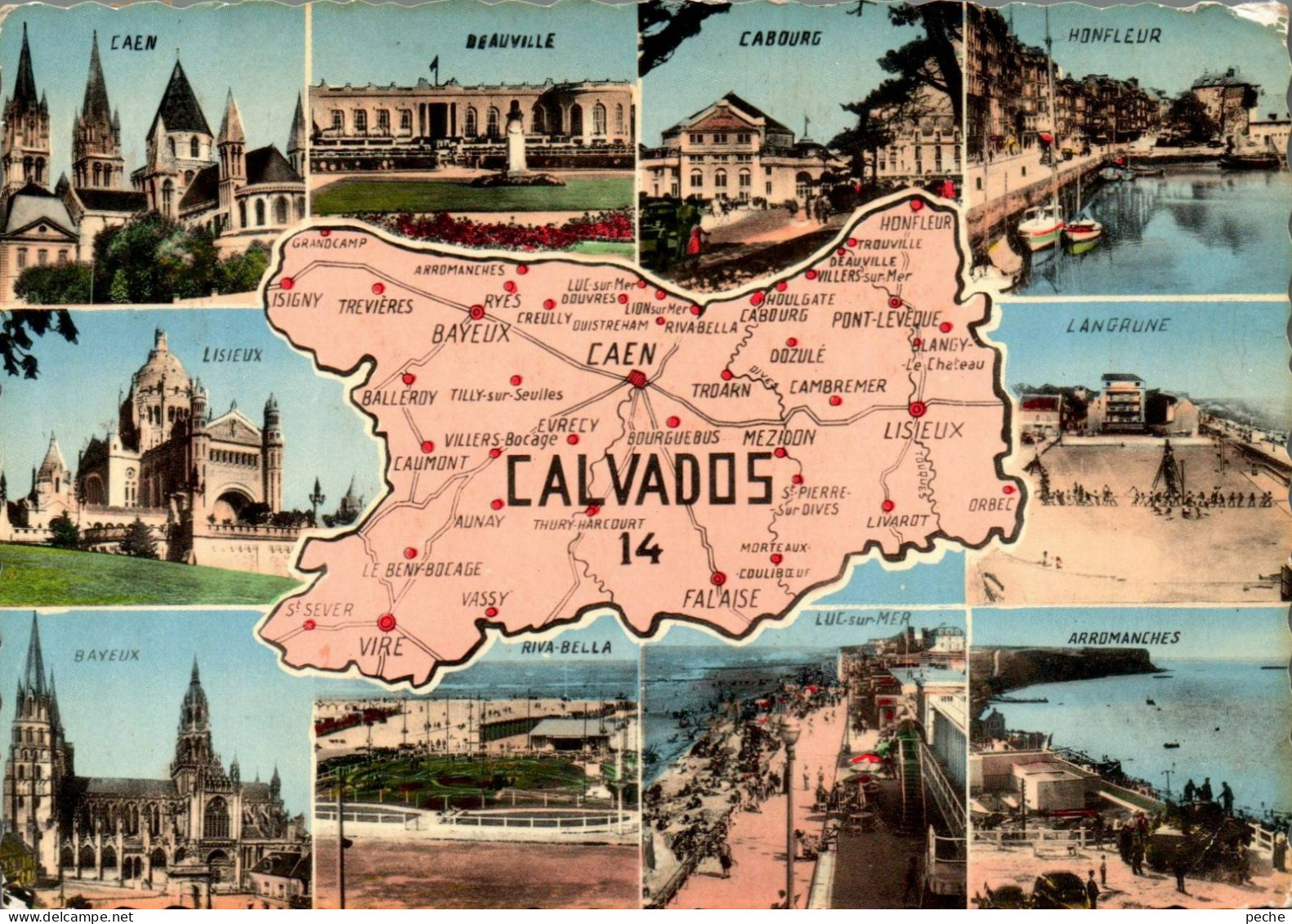 N°282 Z -cpa Carte Géographique -Calvados- - Maps