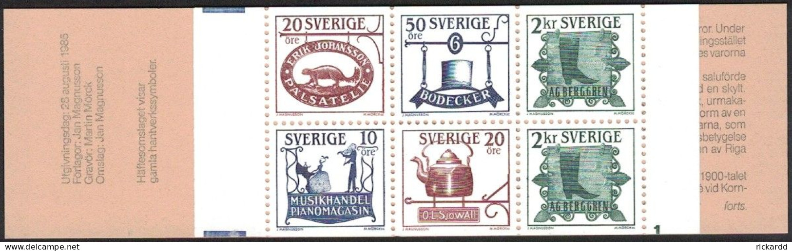 Sweden - Booklet: Facit #HA26A Gamla Skyltar Cyls 1 Fana - 1981-..