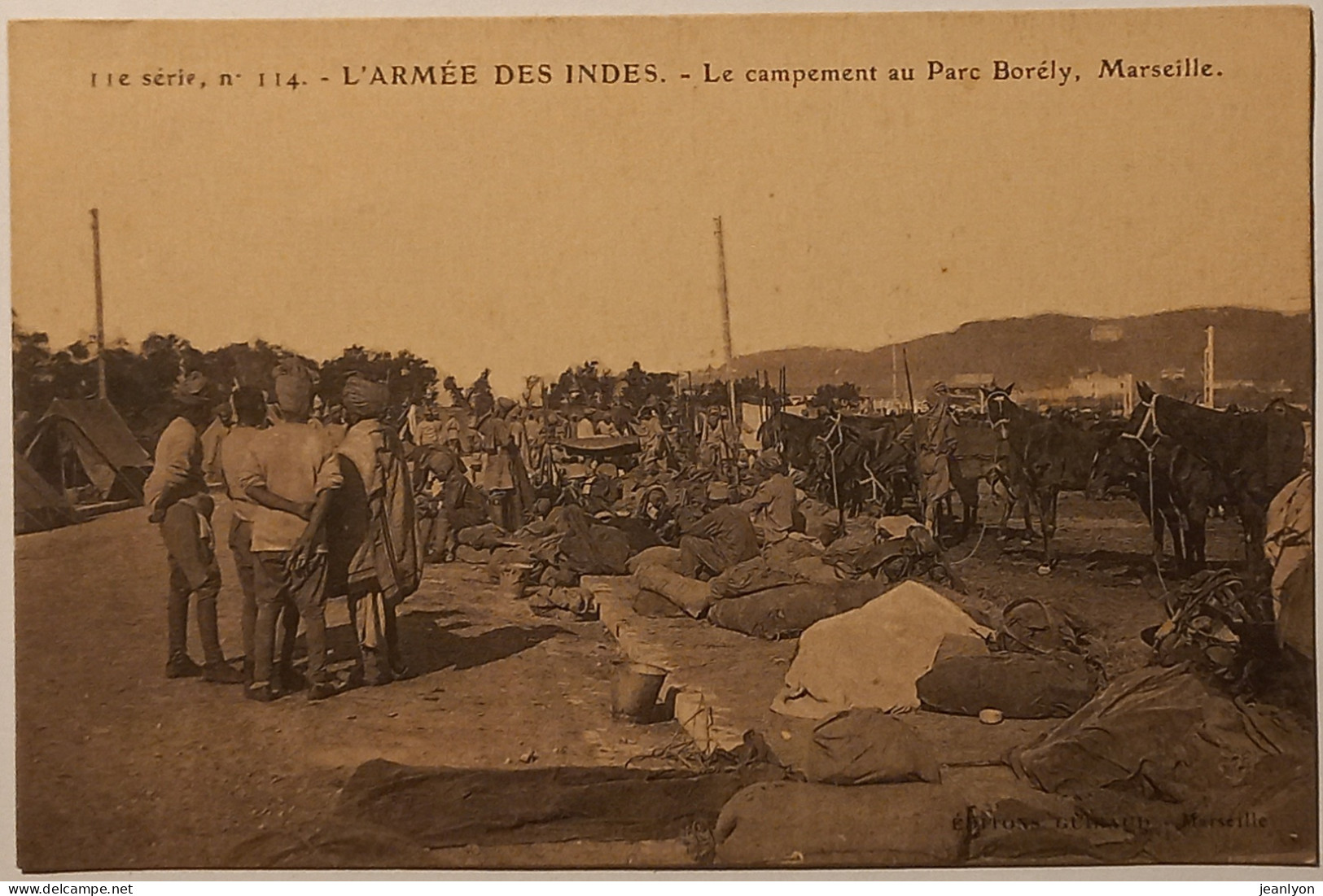 MARSEILLE (13) - PARC BORELY - ARMEE DES INDES / GUERRE 1914 - Campement - Belle Animation / Editions Guiraud Marseille - Parks, Gärten