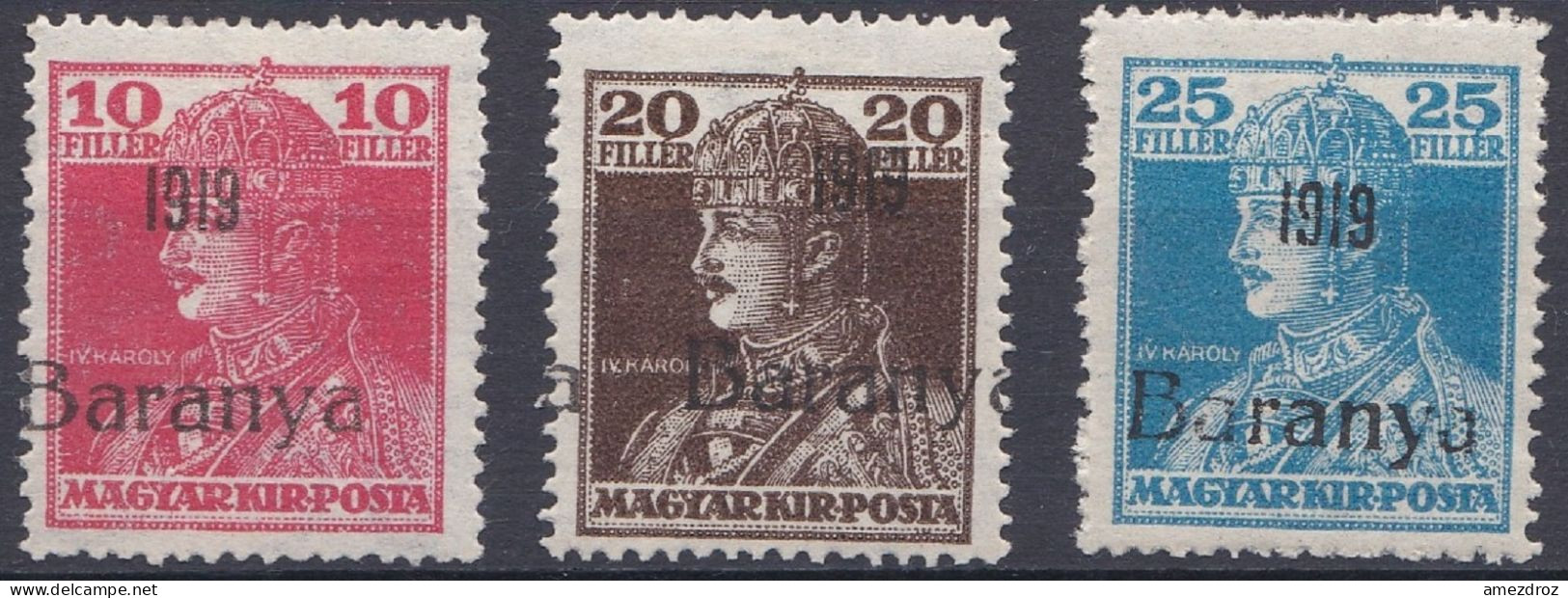 Hongrie Baranya 1919 Mi 35-37 Roi Charles IV (A16) - Baranya