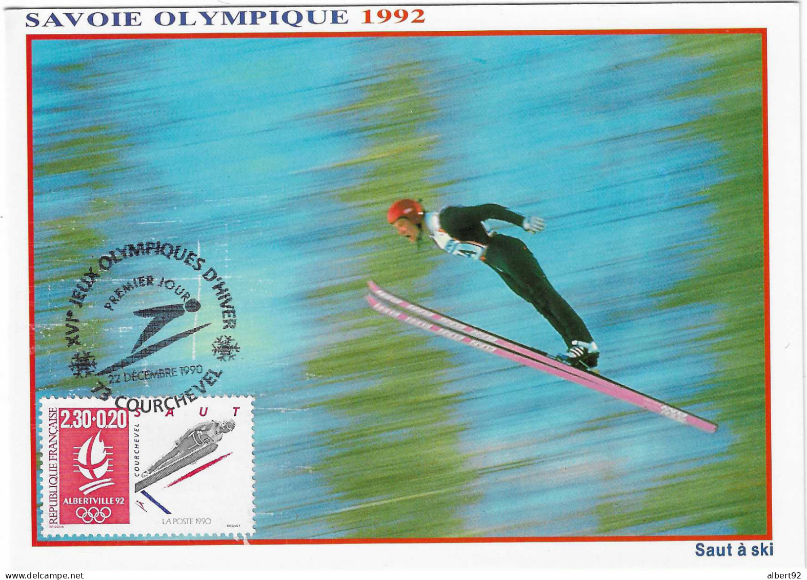 1992 Jeux Olympiques D'Hiver D'Albertville 1992: Site De Courchevel: Saut à Ski. Carte Maxi. - Invierno 1992: Albertville