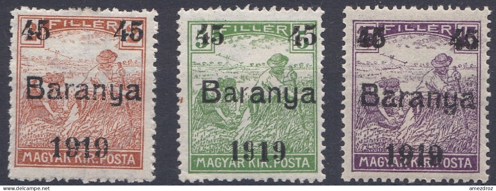 Hongrie Baranya 1919 Mi 39-41 * Moissonneurs (A16) - Baranya