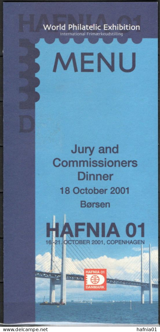 Martin Mörck. Denmark 2001. Menu HAFNIA'01 With Michel 1287. Signed. - Otros & Sin Clasificación