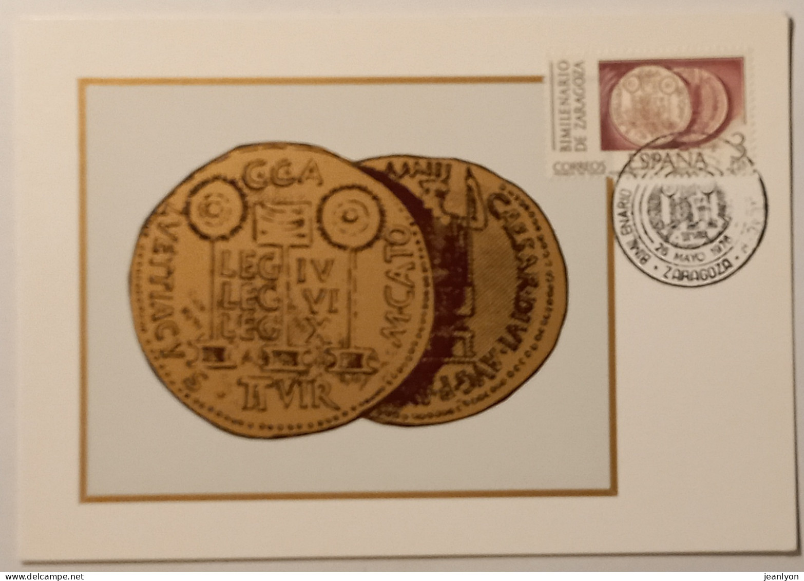 PIECE MONNAIE DE CESAR AUGUSTE - Bimillenaire Saragosse - Carte Philatélique Timbre ESPAGNE Et Cachet 1er Jour ZARAGOZA - Münzen (Abb.)