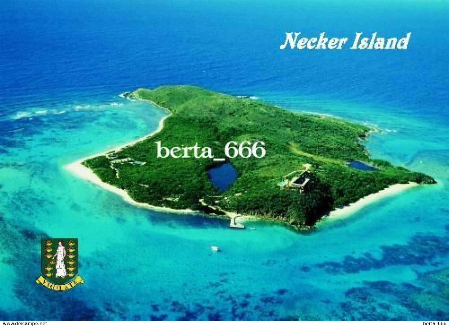 British Virgin Islands Necker Island Aerial View New Postcard - Virgin Islands, British