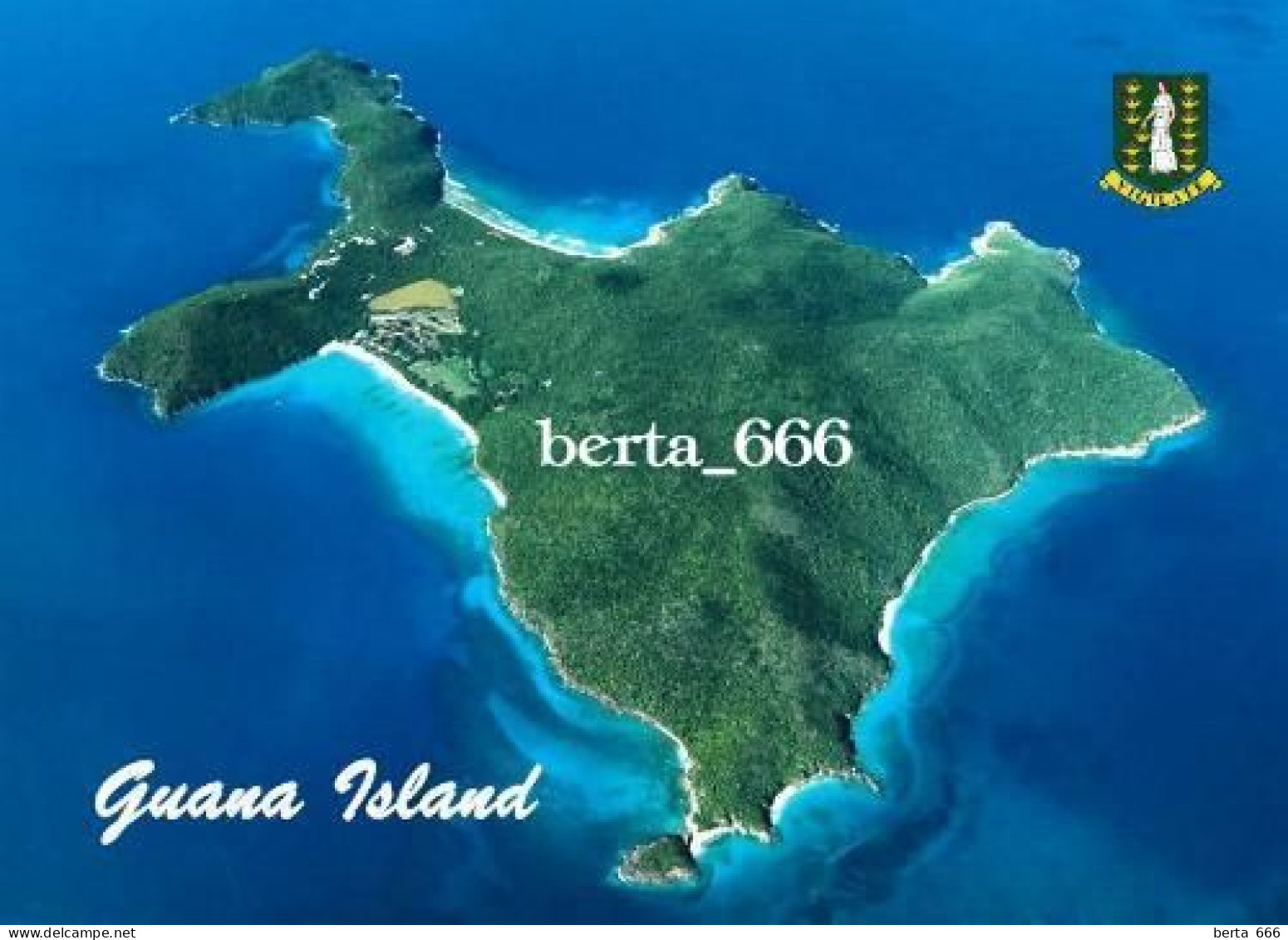 British Virgin Islands Guana Island Aerial View New Postcard - Virgin Islands, British