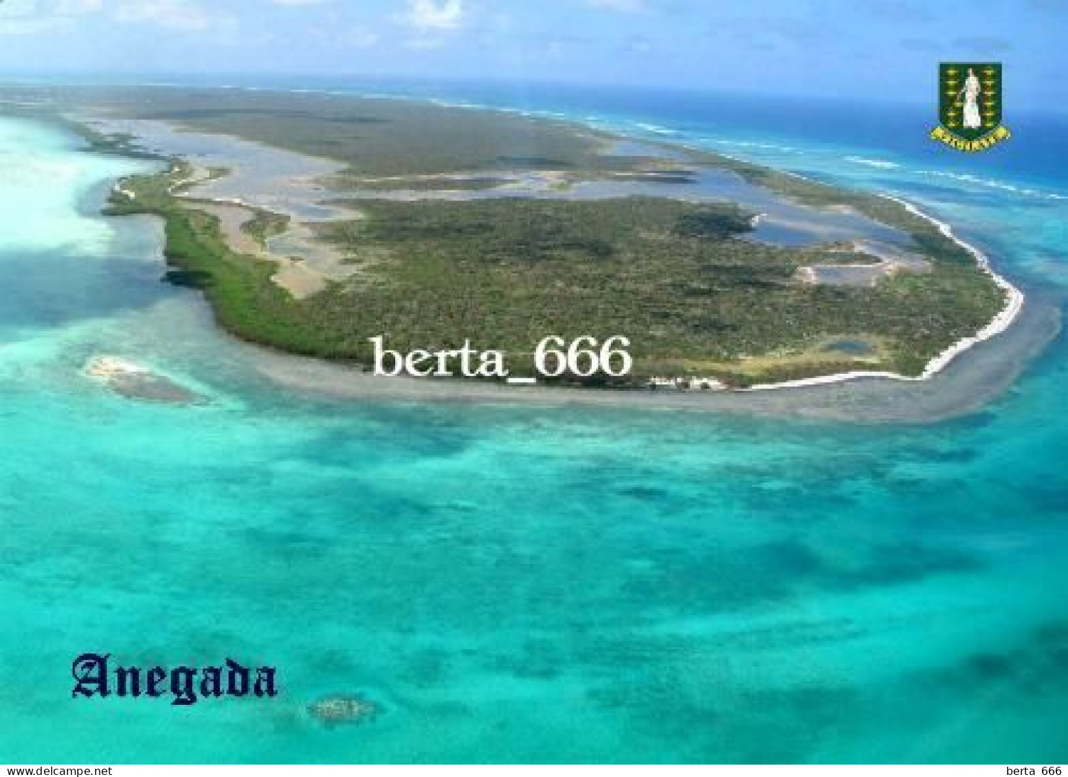 British Virgin Islands Anegada Island Aerial View New Postcard - Jungferninseln, Britische