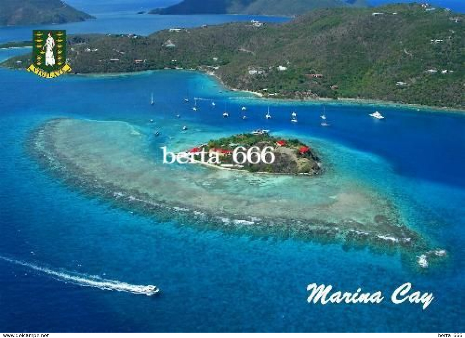 British Virgin Islands Marina Cay Aerial View New Postcard - Jungferninseln, Britische