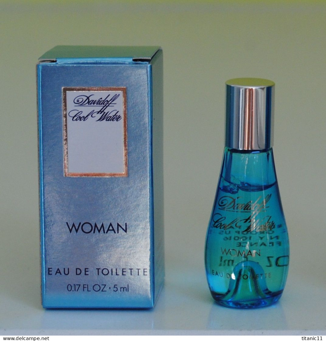 Miniature COOL WATER WOMAN (bouchon Argent) De Zino Davidoff ( France ) - Miniatures Femmes (avec Boite)