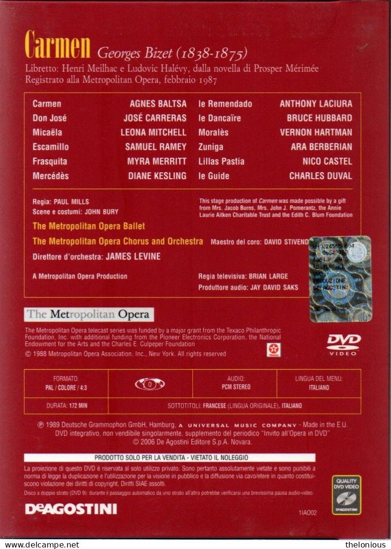 * Invito All'Opera In DVD N 2: Georges Bizet - Carmen - Con Libretto - Concert Et Musique
