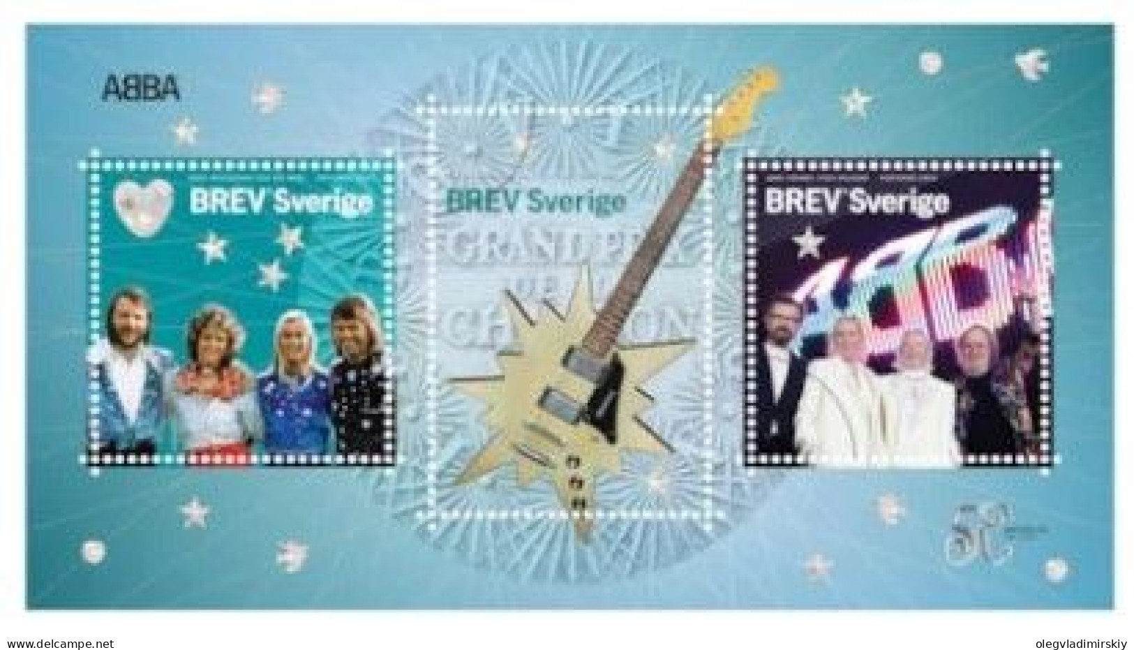 Sweden Suède Suède 2024 ABBA 50 Years Of Waterloo Set Of 3 Stamps In Block MNH - Música