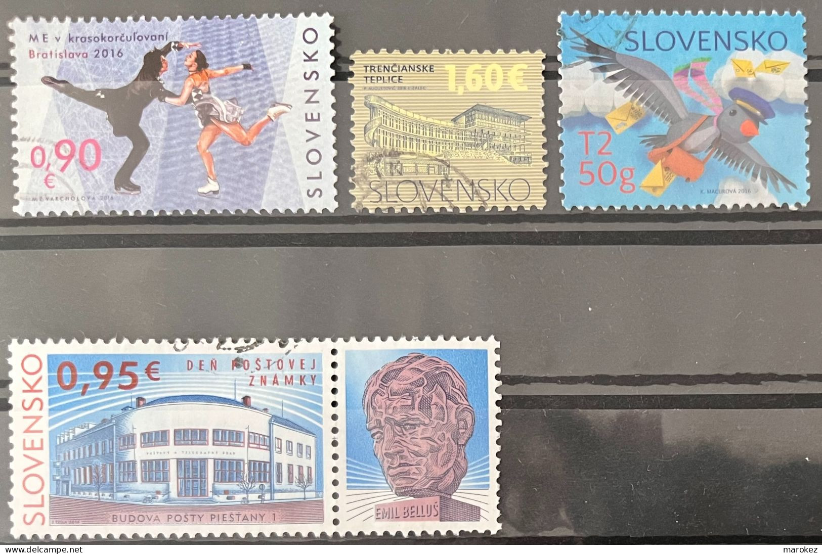 SLOVAKIA 2016 Sport, Cultural Heritage, Greetings & Philately 4 Postally Used Stamps Michel # 782,783,791,807 - Usados