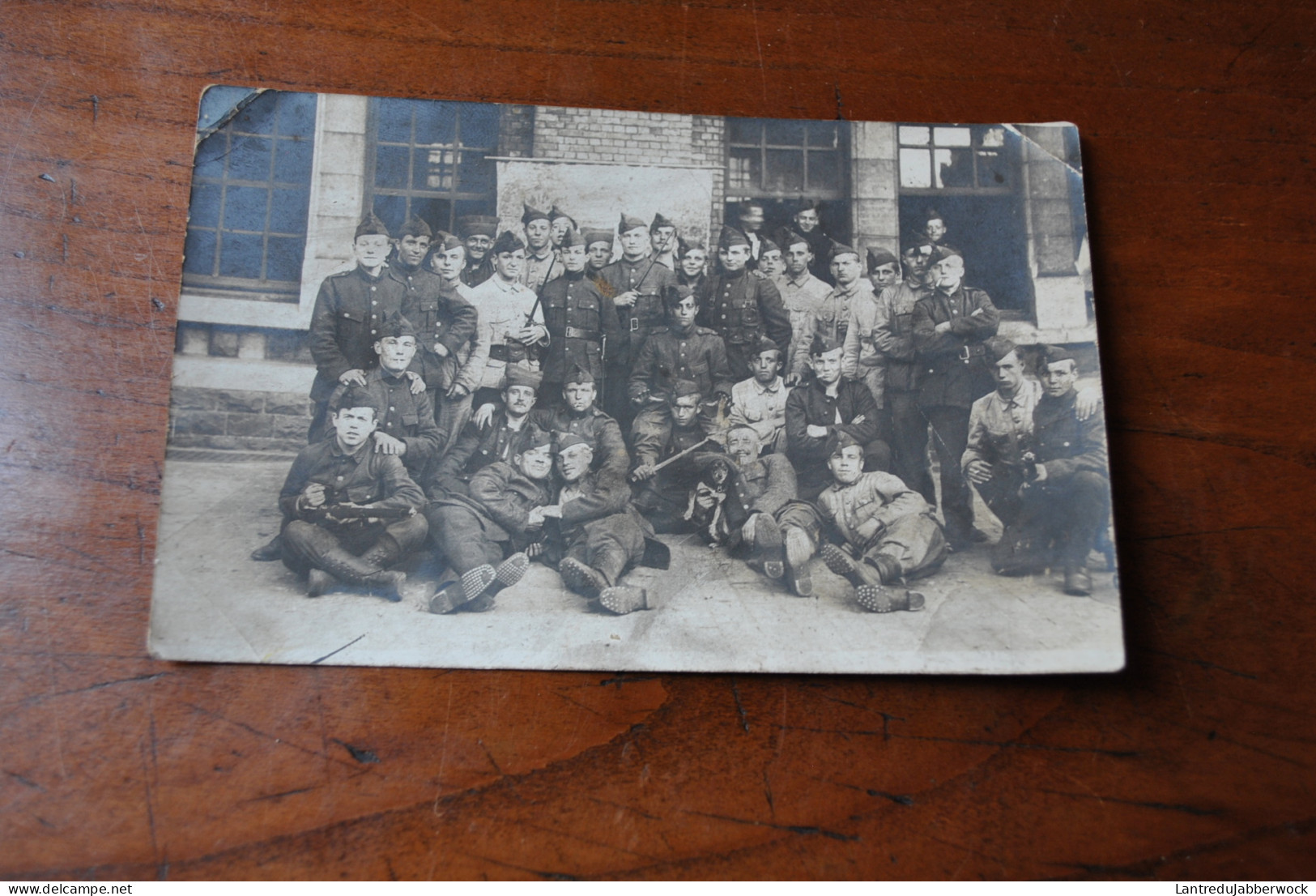 CPA Photo Carte Postale Ancienne Groupe De Militaires Soldat Soldaat Uniform Uniforme Infanterie? Armée Belge Calot - Personen