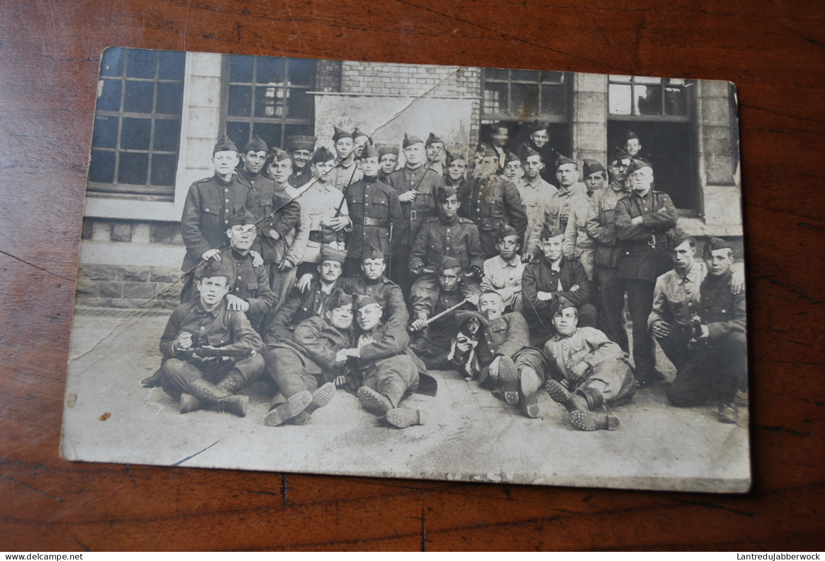 CPA Photo Carte Postale Ancienne Groupe De Militaires 2 Soldat Soldaat Uniform Uniforme Infanterie? Armée Belge Calot - Personen