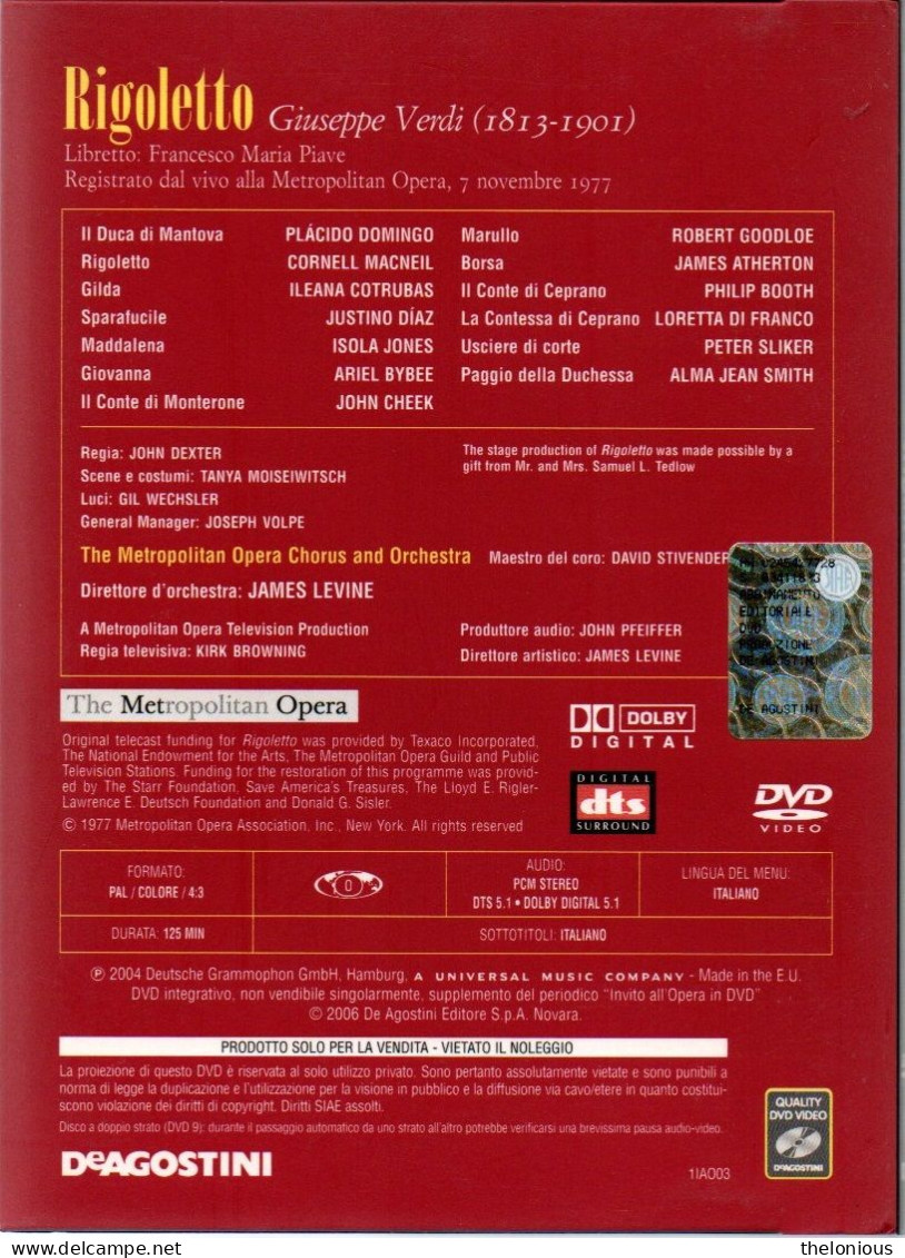 * Invito All'Opera In DVD N 3: Giuseppe Verdi - Rigoletto - Con Libretto - Concerto E Musica