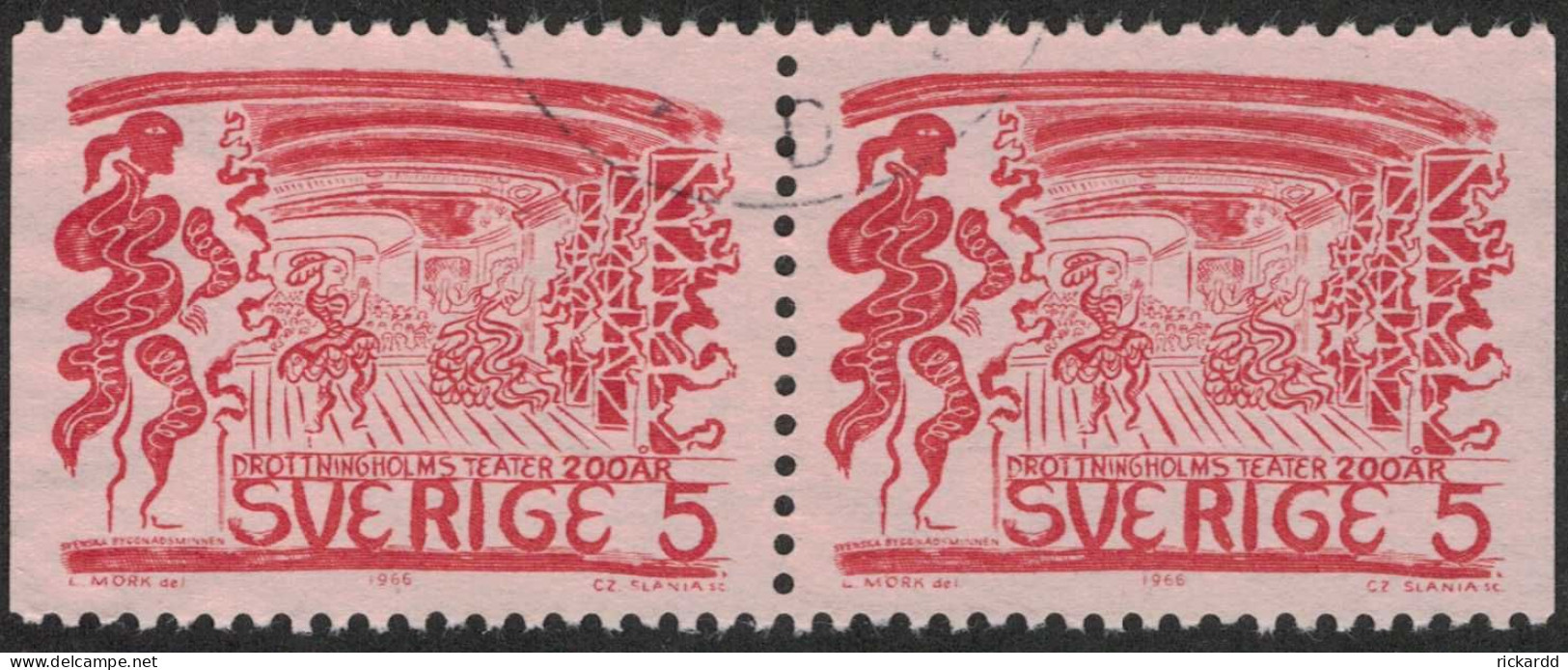 Sweden - Facit #582BB Drottningholmsteatern 200 år, 5 öre Röd - Used Stamps