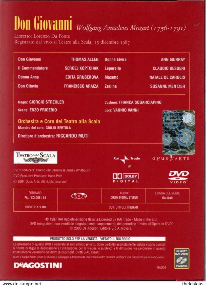 * Invito All'Opera In DVD N 4: W. A. Mozart - Don Giovanni - Con Libretto - Concerto E Musica