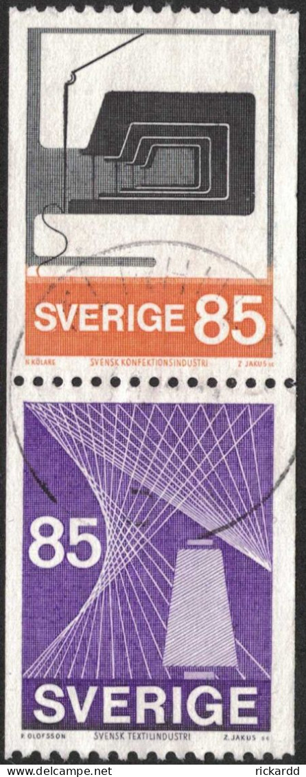 Sweden - Facit #882SX2 TEKO-industri, 85 öre Svart/orange - Oblitérés