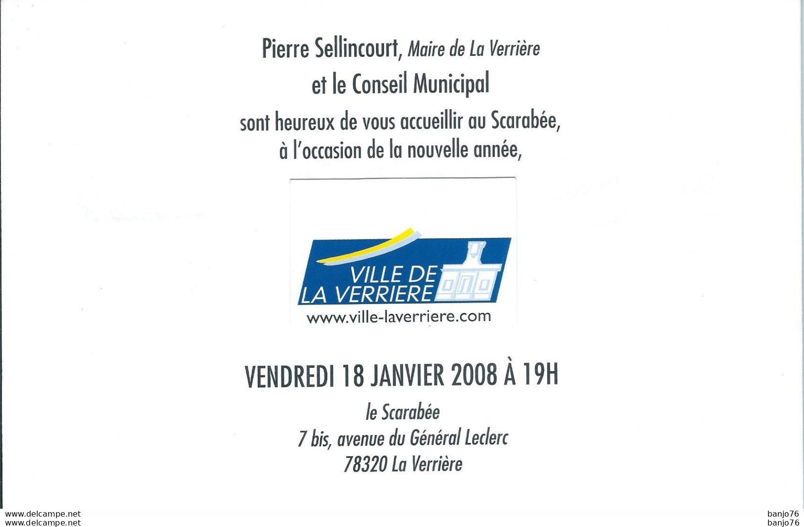 La Verrière (78) - Carte De Vœux De La Mairie 2008 - Maire Pierre Sellicourt - La Verriere