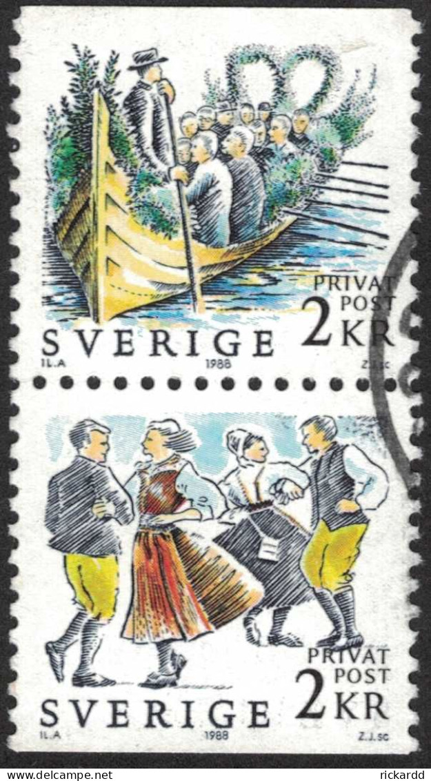 Sweden - Facit #1505SX Rabattmärken X - Midsommar, 2 Kr Flerfärg - Used Stamps